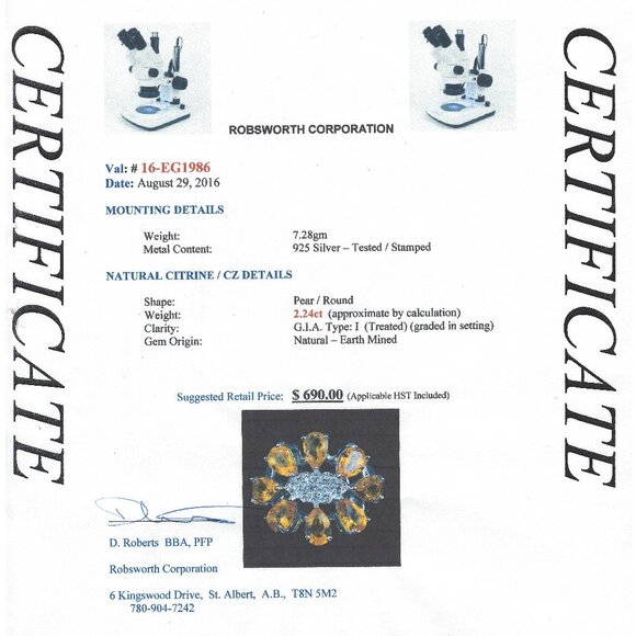 .925 Sterling Silver Orange Citrine Cubic Zirconia Ring Size 6.5 Value $690 - Picture 6 of 8